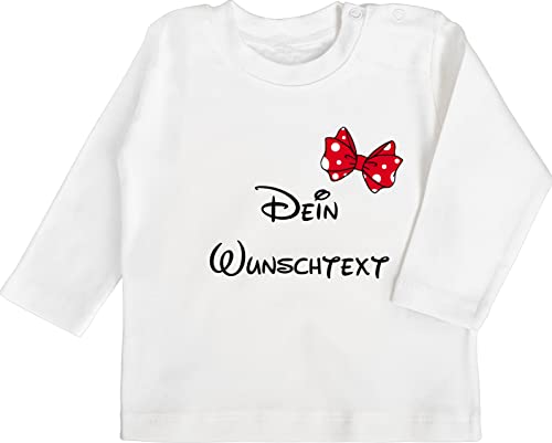 Baby Langarmshirt - Aufdruck selbst gestalten - Spardose Wunschtext Schleife I - 3/6 Monate - Weiß - personalisierte Freundin babysachen personalisierter Schleifen Tshirt personalisiertes von Geschenk mit Namen personalisiert by Shirtracer