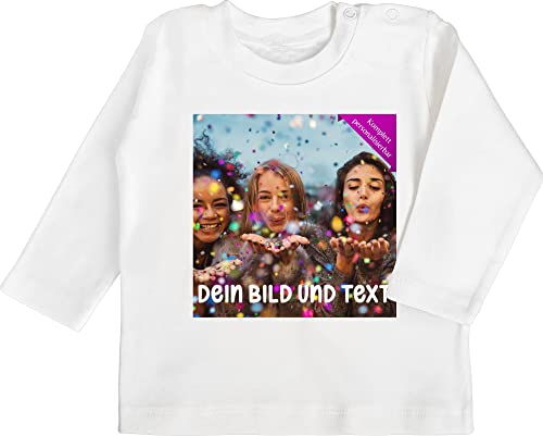 Baby Langarmshirt - Foto eigenem - Fotogeschenk I Geschenk Bild personalisiert I Geschenk mit Bild I Custom Photo - 18/24 Monate - Weiß - auf Tshirt drucken selber gestalten Druck Shirt t von Geschenk mit Namen personalisiert by Shirtracer