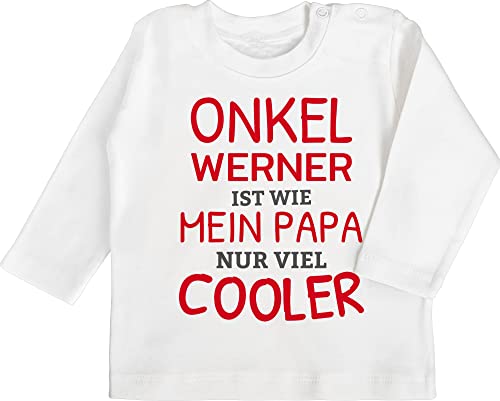 Baby Langarmshirt - Onkel ist wie Papa - nur viel Cooler - 6/12 Monate - Weiß - Onkel“. Mein Mein babysachen Babykleidung Babybekleidung Tshirt t-Shirt Langarm Shirt mädchen t von Geschenk mit Namen personalisiert by Shirtracer