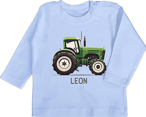 Baby Langarmshirt - Traktor mit Name personalisiert I Landwirte Geschenk Landwirt I Traktoren Geschenke Trecker I Landwirtschaft - 18/24 Monate - Babyblau - Bulldog Tshirt Bauer Shirt Tractors von Geschenk mit Namen personalisiert by Shirtracer