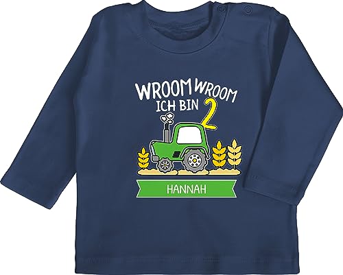 Baby Langarmshirt - 2. Geburtstag - Ich Bin 2 Traktor Trecker Ich werde 2 Bulldog - 12/18 Monate - Navy Blau - Jahre Zwei Langarm Name Years Geschenke geburtstagsshirt 2.Geburtstag von Geschenk mit Namen personalisiert by Shirtracer