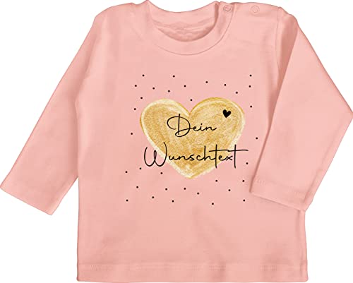 Baby Langarmshirt - Aufdruck selbst gestalten - Dein Wunschtext - 3/6 Monate - Babyrosa - Text Boyfriend Shirt Langarm Name Girlfriend selber Bedrucken Mothers Day beschriften Lassen Valentinstag von Geschenk mit Namen personalisiert by Shirtracer