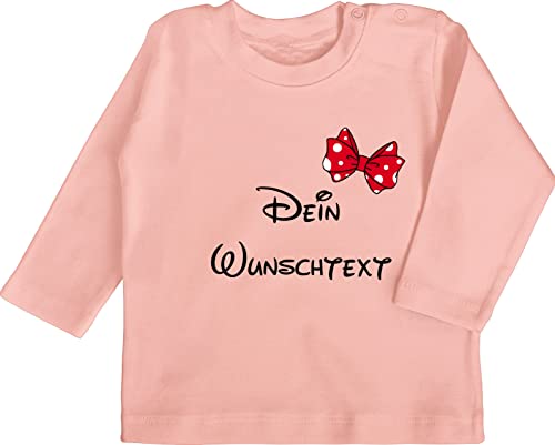 Baby Langarmshirt - Aufdruck selbst gestalten - Wunschtext Schleife - 12/18 Monate - Babyrosa - zum selber drucken bedrucken lassen schrift eigenem druck persönlichen text eigenen schriftzug von Geschenk mit Namen personalisiert by Shirtracer