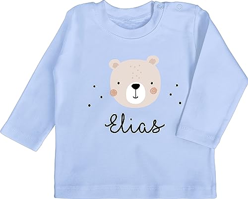 Baby Langarmshirt - Süßer Heller Bär Bärenmotiv Bären Bear - 3/6 Monate - Babyblau - Teddy bärchen personalisierte und Geschenke Kind von Geschenk mit Namen personalisiert by Shirtracer