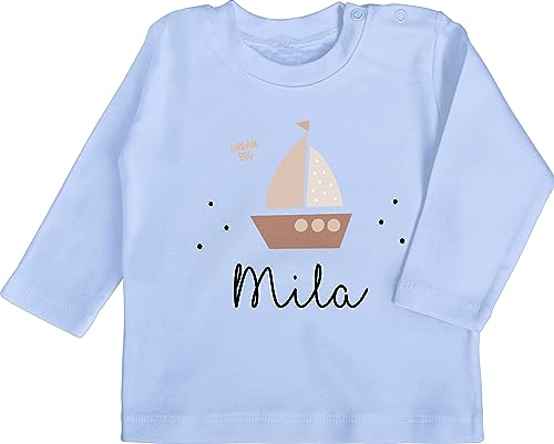 Baby Langarmshirt - Süßes Segelboot Boot Segler - 12/18 Monate - Babyblau - segler-Geschenk und Name von Geschenk mit Namen personalisiert by Shirtracer