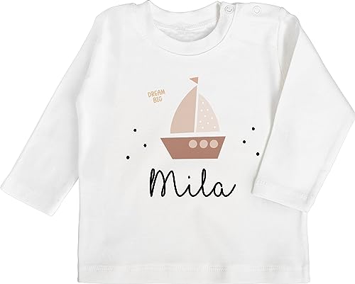 Baby Langarmshirt - Süßes Segelboot Boot Segler - 12/18 Monate - Weiß - segler-Geschenk und Name von Geschenk mit Namen personalisiert by Shirtracer