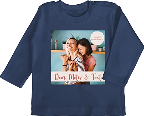 Baby Langarmshirt - eigenem - Foto Bild - 12/18 Monate - Navy Blau - selbst erstellen selber beschriften weihnachten selbstgestalten eigenes design personalierte aufdruck günstig personalized von Geschenk mit Namen personalisiert by Shirtracer