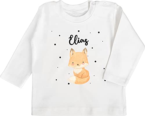 Baby Langarmshirt - Tiere - Süßer Fuchs - 3/6 Monate - Weiß - personalisierte Geschenke Name Shirt Tier und Tieren Personalisieren Dino kleine mädchen Personalized für von Geschenk mit Namen personalisiert by Shirtracer