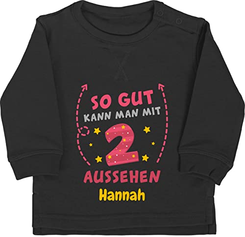 Baby Pullover Jungen Mädchen - 2. Geburtstag - So gut kann Man mit 2 Aussehen - bunt wie gemalt - 18/24 Monate - Schwarz - Jahre Pulli Name Years zweijähriger und Geburtstags Zwei ich Bin jetzt von Geschenk mit Namen personalisiert by Shirtracer