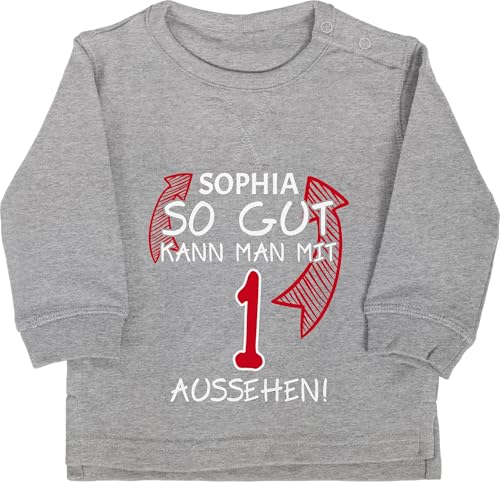 Baby Pullover Jungen Mädchen - 1. Geburtstag - So gut kann man ... - zum Ersten - 12/18 Monate - Grau meliert - 1 jahr junge gifts for 1-year-old 1.geburtstag aussehen sweatshirt eins pullover. von Geschenk mit Namen personalisiert by Shirtracer
