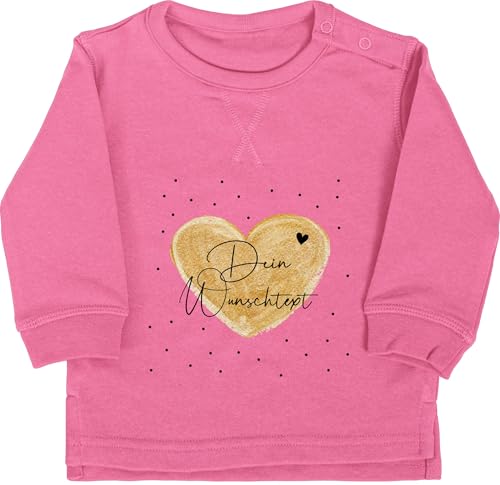 Baby Pullover Jungen Mädchen - Aufdruck selbst gestalten - Dein Wunschtext I Geschenk personalisiert Weihnachten I Vatertag I Muttertag I Geburtstag - 12/18 Monate - Pink - Dicker Bedrucken von Geschenk mit Namen personalisiert by Shirtracer