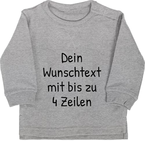 Baby Pullover Jungen Mädchen - Aufdruck selbst gestalten - Wunschdruck Text Namen I Eigener Text I Custom Text - 6/12 Monate - Grau meliert - Dicker Bedrucken wunschtext Trinkgeld personalisierte von Geschenk mit Namen personalisiert by Shirtracer