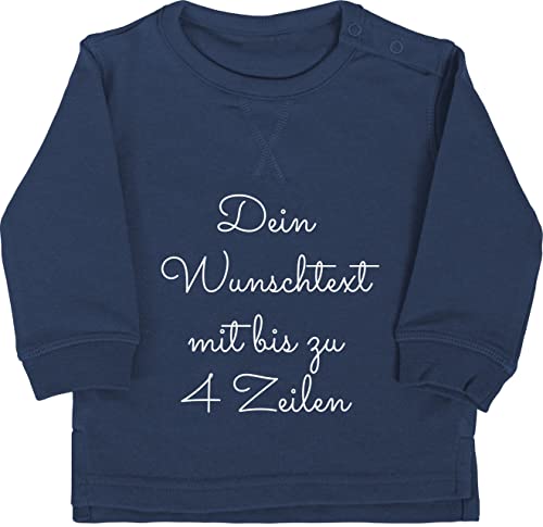 Baby Pullover Jungen Mädchen - Aufdruck selbst gestalten - Wunschtext I Geschenk personalisiert - 18/24 Monate - Navy Blau - personalisiertes Sweatshirt Dicker Bedrucken personalisierte beschriften von Geschenk mit Namen personalisiert by Shirtracer