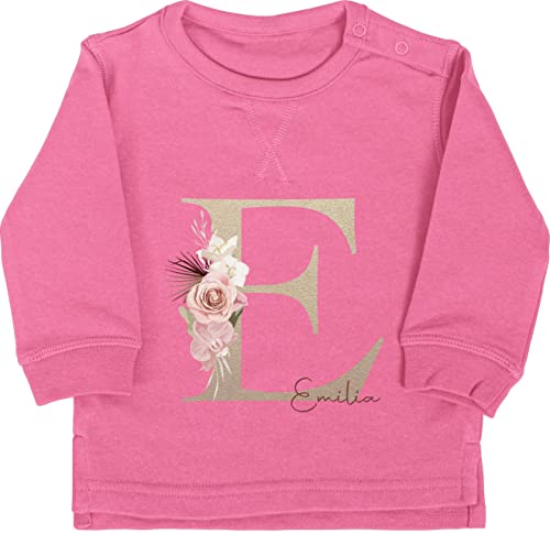 Baby Pullover Jungen Mädchen - Bekleidung kreativ und - Anfangsbuchstabe Name I Initialen personalisiert - 12/18 Monate - Pink - personalisiertes Sweatshirt Buchstaben e Langarm Buchstabe Rose von Geschenk mit Namen personalisiert by Shirtracer
