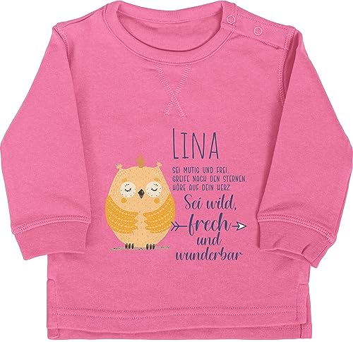 Baby Pullover Jungen Mädchen - Eule Eulen Owl Geschenk zur Taufe Geburt Kommunion Konfirmation Jugendweihe - 18/24 Monate - Pink - Owls personalisierte und Name von Geschenk mit Namen personalisiert by Shirtracer