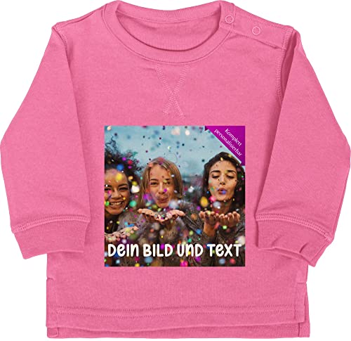 Baby Pullover Jungen Mädchen - Foto eigenem - Fotogeschenk I Geschenk Bild personalisiert I Geschenk mit Bild I Custom Photo - 18/24 Monate - Pink - selbst drucken Druck Pulli selber gestalten von Geschenk mit Namen personalisiert by Shirtracer