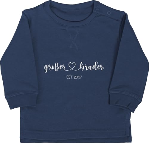 Baby Pullover Jungen Mädchen - Großer Bruder est - Ich werde großer Bruder Geschenk - Jahreszahl - 12/18 Monate - Navy Blau - grosser 2024 von Geschenk mit Namen personalisiert by Shirtracer