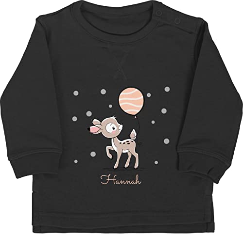 Baby Pullover Jungen Mädchen - Tiere - Süßes REH Rehkitz - 18/24 Monate - Schwarz - personalisierte Geschenke rehe Tier Name süß Tieren Personalisieren Dino und für kleine Personalized von Geschenk mit Namen personalisiert by Shirtracer