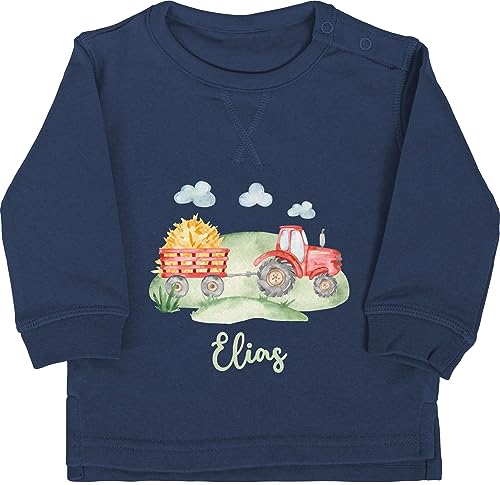 Baby Pullover Jungen Mädchen - Traktor Trecker Bauer Schlepper Landwirtschaft Bulldog - 12/18 Monate - Navy Blau - traktoren und name pulli tractors motiv traktorfans geschirr landwirt traktor, von Geschenk mit Namen personalisiert by Shirtracer