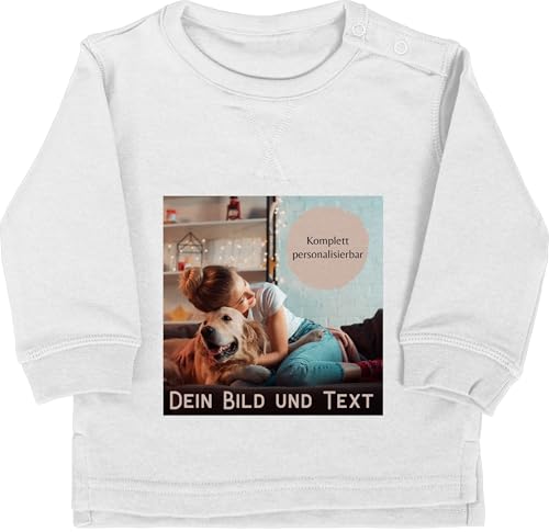 Baby Pullover Jungen Mädchen - eigenem - Foto Bild Geschenk I Dein Bild und Text - 18/24 Monate - Grau meliert - selbst drucken Photo Pulli selber gestalten Fotos Sweatshirt personalisiertes Bilder von Geschenk mit Namen personalisiert by Shirtracer
