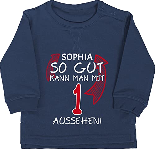 Baby Pullover Jungen Mädchen - 1. Geburtstag - So gut kann Man ... - zum Ersten - 12/18 Monate - Navy Blau - ich Bin 1 für einjährigen one jetzt personalisierte Geschenke personalisiertes von Geschenk mit Namen personalisiert by Shirtracer