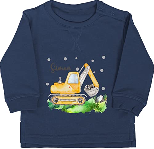 Baby Pullover Jungen Mädchen - Bagger Baggerfahrer Geschenk - 18/24 Monate - Navy Blau - baufahrzeug baustellen Fahrzeuge Baustelle Fahrzeug und Name Junge Kita von Geschenk mit Namen personalisiert by Shirtracer