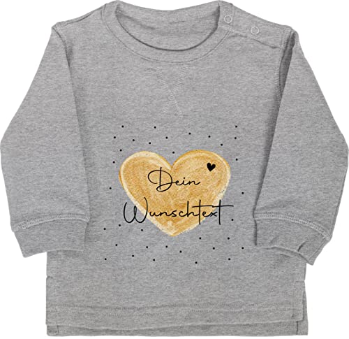 Baby Pullover Jungen Mädchen - Aufdruck selbst gestalten - Dein Wunschtext - 12/18 Monate - Grau meliert - ich Liebe Dich beschriften Lassen Beste Freundin eigenem Text Boyfriend drucken von Geschenk mit Namen personalisiert by Shirtracer