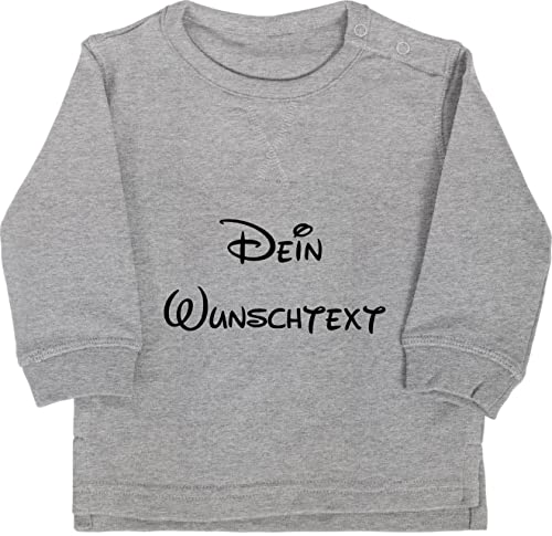 Baby Pullover Jungen Mädchen - Aufdruck selbst gestalten - Wunschtext I Geschenk mit eigenem Text personalisiert - 12/18 Monate - Grau meliert - Dicker Bedrucken personalisierte Name Pulli 4 zeilen von Geschenk mit Namen personalisiert by Shirtracer
