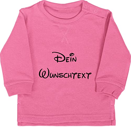 Baby Pullover Jungen Mädchen - Aufdruck selbst gestalten - Wunschtext - 12/18 Monate - Pink - und Name Bedrucken eigenem Text Sweatshirt beschriften drucken Custom Druck Personalisieren von Geschenk mit Namen personalisiert by Shirtracer