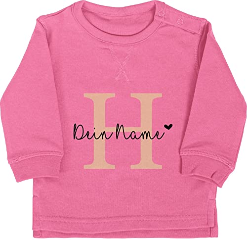 Baby Pullover Jungen Mädchen - Bekleidung kreativ Name und Anfangsbuchstabe - Buchstabe Buchstaben Initialen - 6/12 Monate - Pink - personalisiertes Sweatshirt personalisierte h personalisierter von Geschenk mit Namen personalisiert by Shirtracer