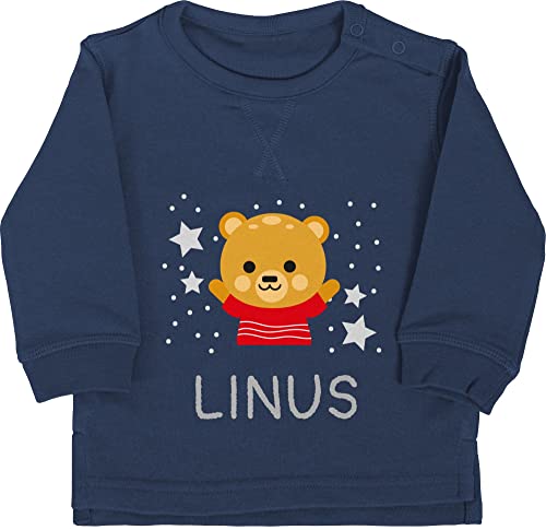 Baby Pullover Jungen Mädchen - Bären - Bär und Dein Name - 12/18 Monate - Navy Blau - Kinder Pulli personalisierter bärenmotiv Junge Sweatshirt Bear Kindergarten Geschenke Kind personalisierte von Geschenk mit Namen personalisiert by Shirtracer