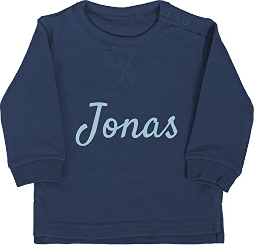 Baby Pullover Jungen Mädchen - Name anpassbar - Dein Text in Bunt - 12/18 Monate - Navy Blau - personalisiertes Sweatshirt Kinder personalisierte Geschenke Pulli Sweater von Geschenk mit Namen personalisiert by Shirtracer