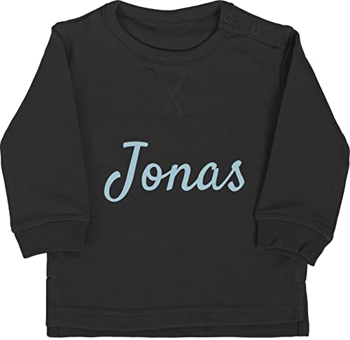 Baby Pullover Jungen Mädchen - Name anpassbar - Dein Text in Bunt - 6/12 Monate - Schwarz - personalisiertes Sweatshirt Kinder personalisierte Geschenke Pulli von Geschenk mit Namen personalisiert by Shirtracer