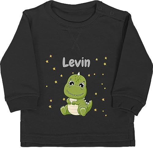 Baby Pullover Jungen Mädchen - Süßer Dino Dinosaurier Dinosaurus Dinomotiv - 12/18 Monate - Schwarz - Tier Tieren saurier Motiv Kinder und personalisierter von Geschenk mit Namen personalisiert by Shirtracer