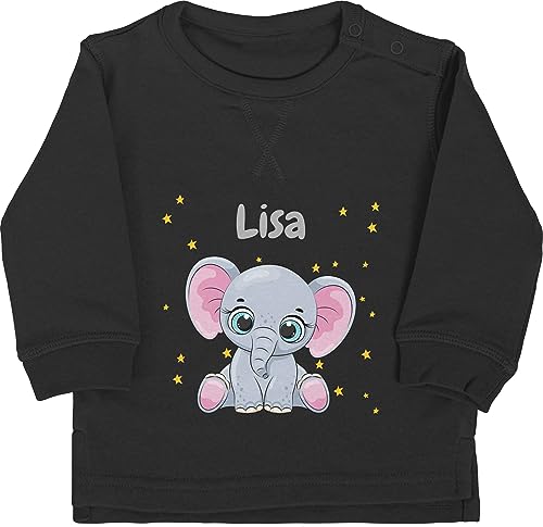 Baby Pullover Jungen Mädchen - Süßer Elefant Elefanten Elefantenkuh Elefantenmotiv - 12/18 Monate - Schwarz - personalisierte Elephant und Name Geschenke von Geschenk mit Namen personalisiert by Shirtracer