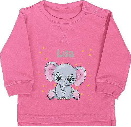 Baby Pullover Jungen Mädchen - Süßer Elefant Elefanten Elefantenkuh Elefantenmotiv - 18/24 Monate - Pink - personalisierte Elephant und Name Geschenke von Geschenk mit Namen personalisiert by Shirtracer