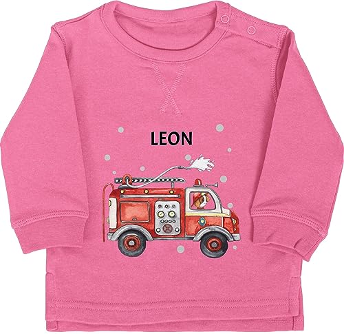 Baby Pullover Jungen Mädchen - Feuerwehr Auto Feuerwehrauto 112 Fire Truck Löschfahrzeug - 12/18 Monate - Pink - Name und personalisierte Geschenke für Kind jugendfeuerwehr Kinder von Geschenk mit Namen personalisiert by Shirtracer