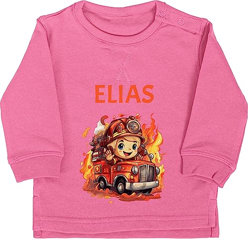 Baby Pullover Jungen Mädchen - Feuerwehr Junge Feuerwehr Kinder - 12/18 Monate - Pink - jugendfeuerwehr Pulli feuerwehrgeschenk Babykleidung Feuerwehrfrau Feuerwehrauto Geschenke personalisierte von Geschenk mit Namen personalisiert by Shirtracer