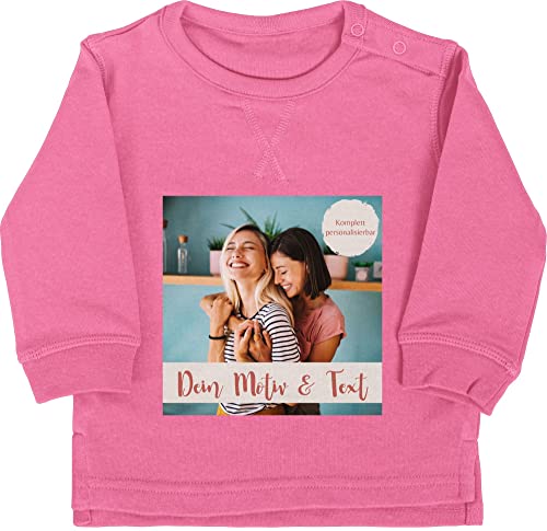 Baby Pullover Jungen Mädchen - eigenem - Foto Bild - 18/24 Monate - Pink - selbst designen individuellem aufdruck selber bedruckte name und beschriften photo logo bedrucken eigener text von Geschenk mit Namen personalisiert by Shirtracer