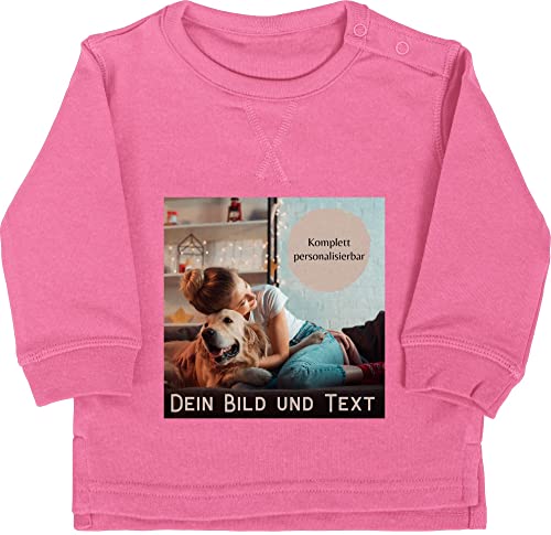 Baby Pullover Jungen Mädchen - eigenem - Foto Bild Geschenk - 6/12 Monate - Pink - selbst drucken Fotos Oberteil selber gestalten Photo and Text Sweatshirt personalisiertes u personalisierte und von Geschenk mit Namen personalisiert by Shirtracer