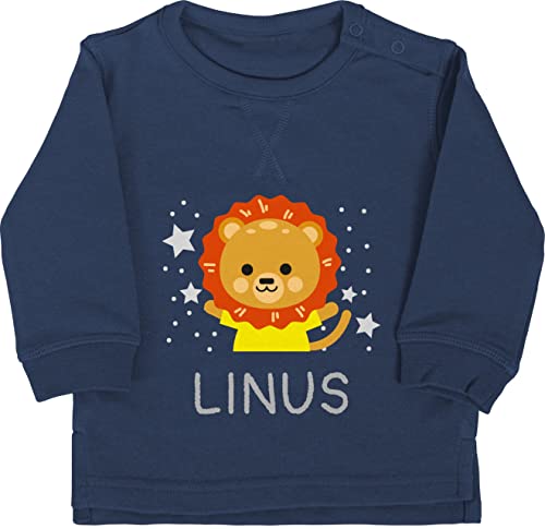 Baby Pullover Jungen Mädchen - Löwen - Löwe Name - 12/18 Monate - Navy Blau - löwenmotiv Kinder Sweatshirt Leo und Motiv Tier Kita Lion Kindergarten Lions Junge personalisierte Kind wunschtext von Geschenk mit Namen personalisiert by Shirtracer