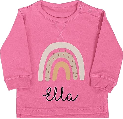 Geschenk mit Namen personalisiert by Shirtracer Baby Pullover Jungen Mädchen - Schöner Regenbogen Rainbow - 12/18 Monate - Pink - Name von Geschenk mit Namen personalisiert by Shirtracer