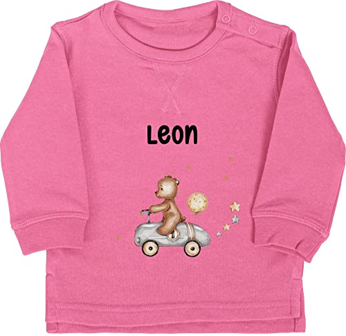 Pullover Jungen Mädchen - Tiere - Bär Bärenmotiv Teddy Motiv Baby Bear Bären Bears Rennfahrer - 12/18 Monate - Pink - Tieren Name kleine personalisierte Geschenke Personalisieren Dino Tier von Geschenk mit Namen personalisiert by Shirtracer