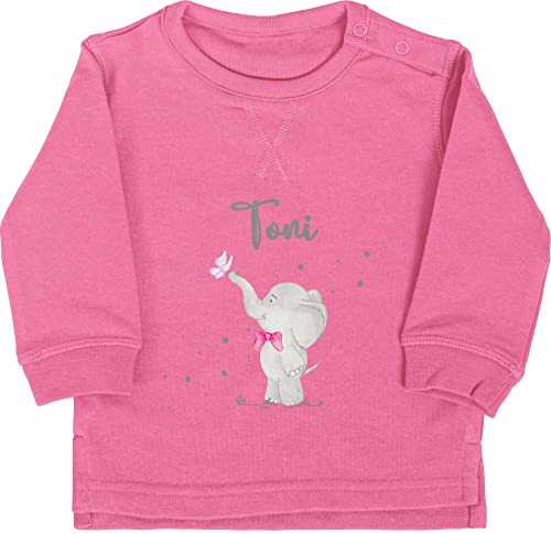 Baby Pullover Jungen Mädchen - Tiere - Elefant süße Elefanten Elefantenliebhaber - 18/24 Monate - Pink - Tier Name und personalisierte Geschenke Tieren für Personalized Personalisieren Dino von Geschenk mit Namen personalisiert by Shirtracer