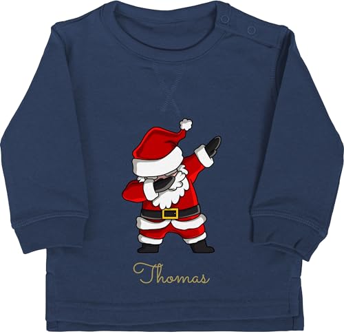 Baby Pullover Jungen Mädchen - Weihnachten Geschenke - Dab Dabbing Weihnachtsmann mit Name - 12/18 Monate - Navy Blau - weinachts weihnachtliches personalisiertes Weihnachts Christmas von Geschenk mit Namen personalisiert by Shirtracer