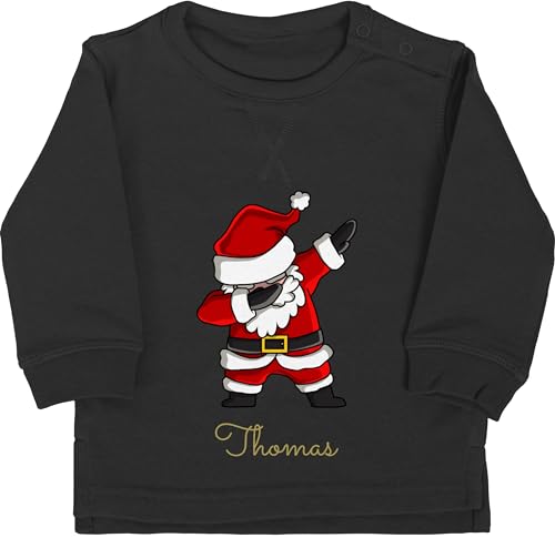 Baby Pullover Jungen Mädchen - Weihnachten Geschenke - Dab Dabbing Weihnachtsmann mit Name - 6/12 Monate - Schwarz - Christmas weihnachtliche Weihnachts Weinachten weihnachtliches weinachts vor von Geschenk mit Namen personalisiert by Shirtracer