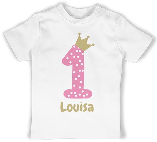 Baby T-Shirt Mädchen Jungen - 1. - Erster Geburtstag I Einjähriger I Erstes Lebensjahr Babys erster Geburtstag - 6/12 Monate - Weiß - Klamotten für 1 geburtstagsshirt one 1.Geburtstag von Geschenk mit Namen personalisiert by Shirtracer