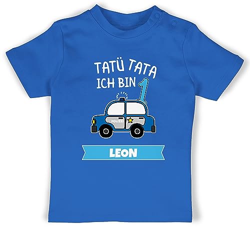 Baby T-Shirt Mädchen Jungen - 1. Geburtstag - Ich Bin 1 Polizei TatüTata ich werde 1 Polizeiauto - 12/18 Monate - Royalblau - Junge geburtstagsshirt one 1.Geburtstag Shirt von Geschenk mit Namen personalisiert by Shirtracer
