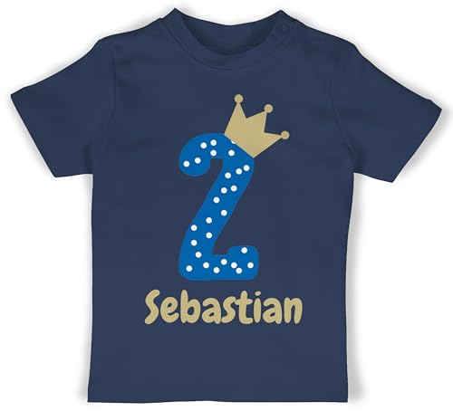 Baby T-Shirt Mädchen Jungen - 2. - Zweiter Geburtstag Zwei Jahre alt Werden Zweites Lebensjahr Kleinkinds zweiter Geburtstag - 18/24 Monate - Navy Blau - geburtstagstshirt Junge 2 2.Geburtstag von Geschenk mit Namen personalisiert by Shirtracer