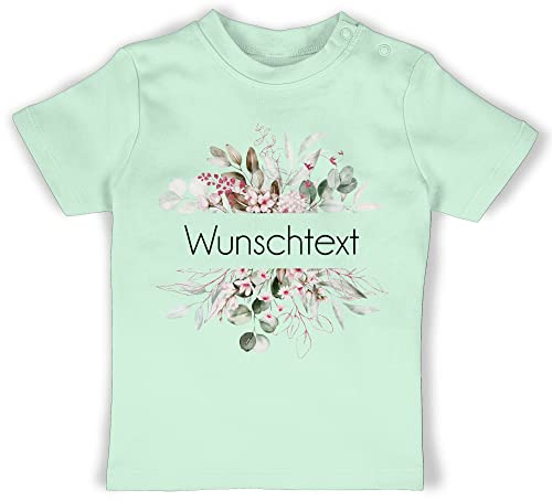 Baby T-Shirt Mädchen Jungen - Aufdruck selbst gestalten - Wunschtext - 18/24 Monate - Mintgrün - with own Text eigener Name individuelle individualisieren textwahl personalisierte Geschenkideen von Geschenk mit Namen personalisiert by Shirtracer